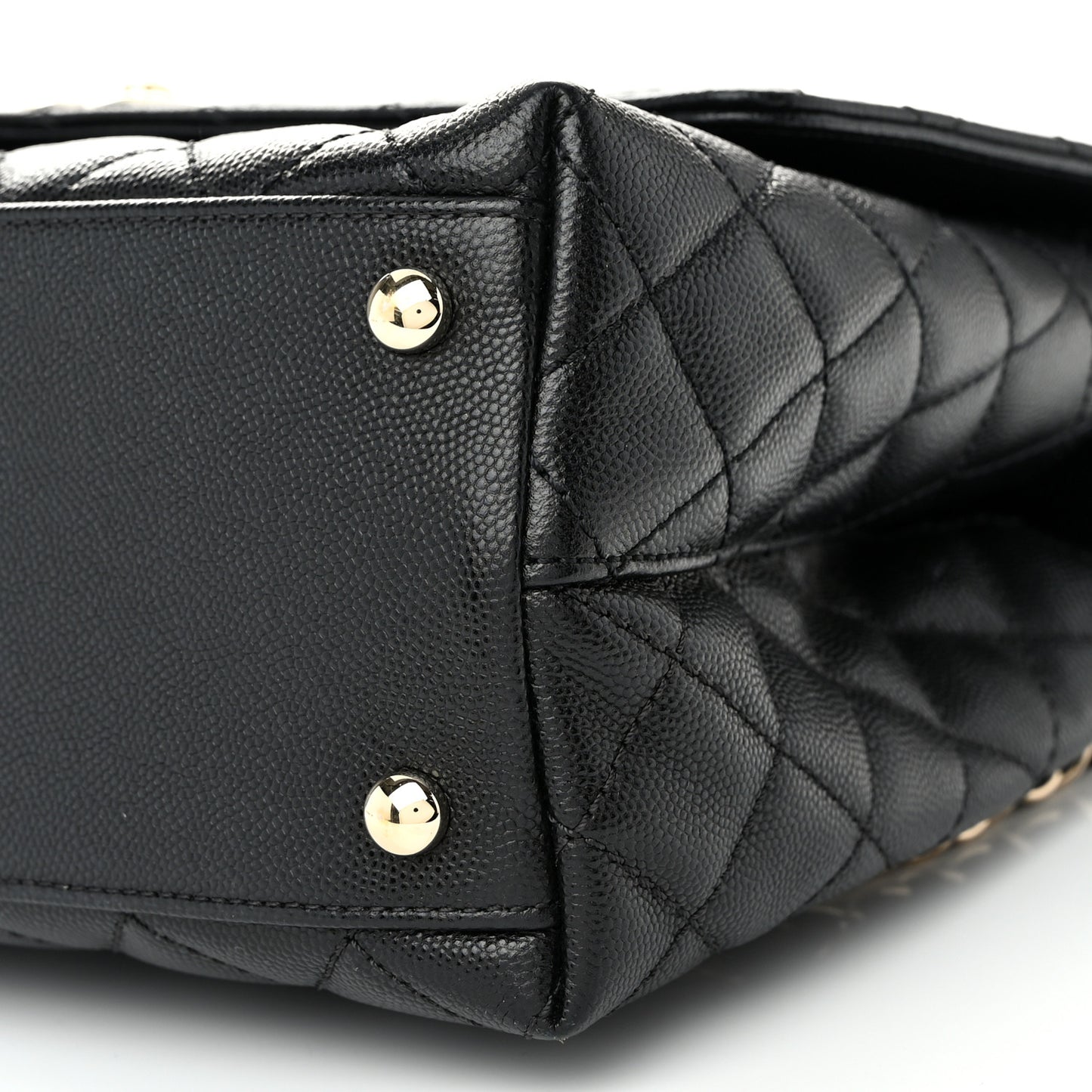 Caviar Quilted Small Coco Handle Flap Black