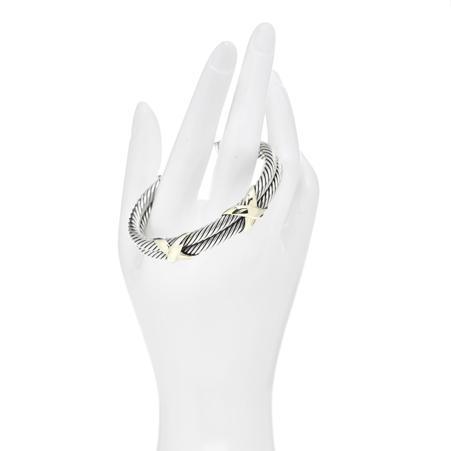 Sterling Silver 14K Yellow Gold 10mm Double X Bracelet