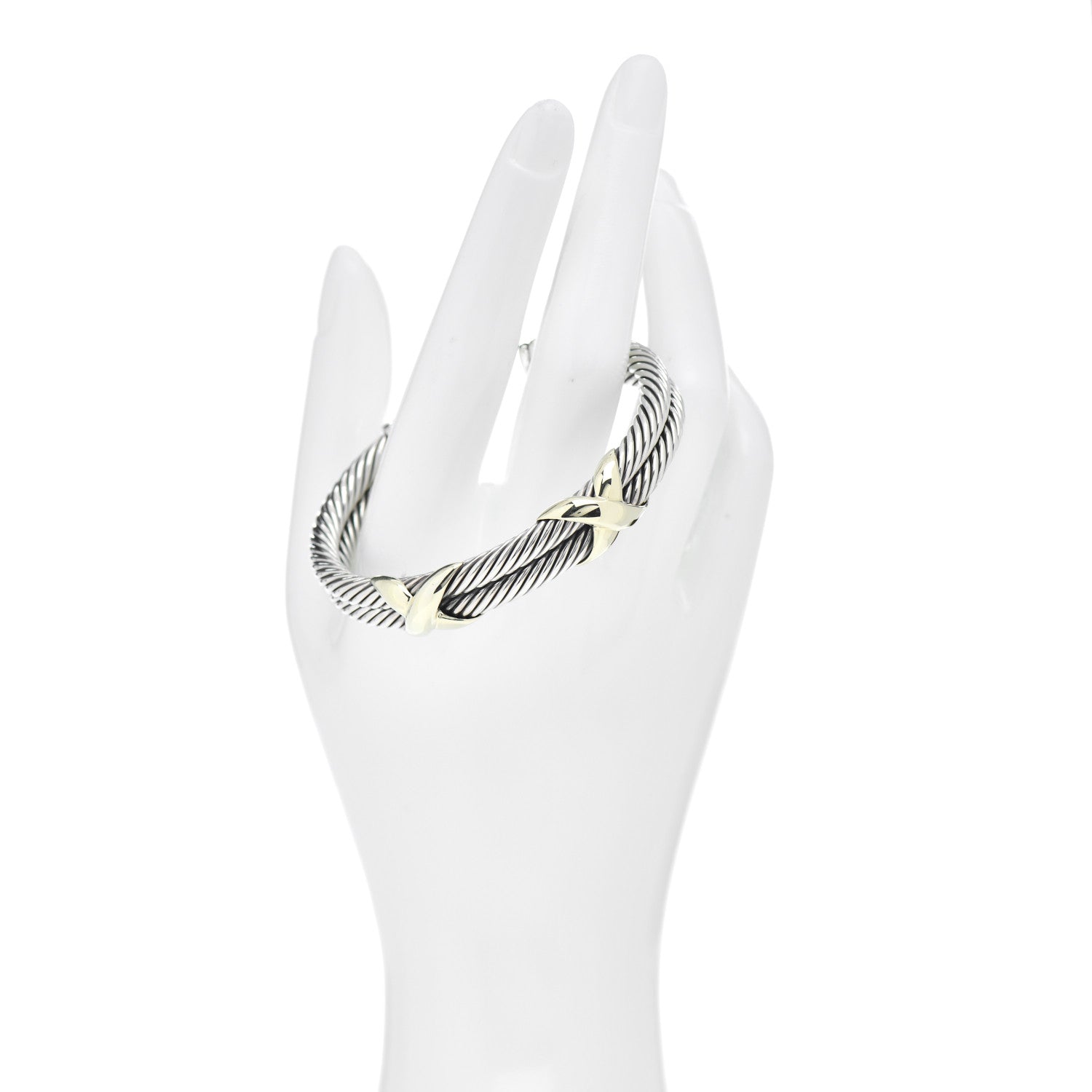 David Yurman Sterling Silver 14K Yellow Gold 10mm Double X Bracelet 2 of 4