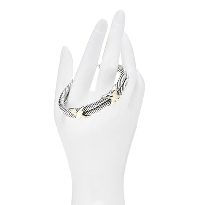 David Yurman Sterling Silver 14K Yellow Gold 10mm Double X Bracelet 2 of 4