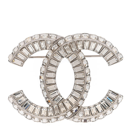 Chanel Baguette Crystal CC Brooch Silver 1 of 5