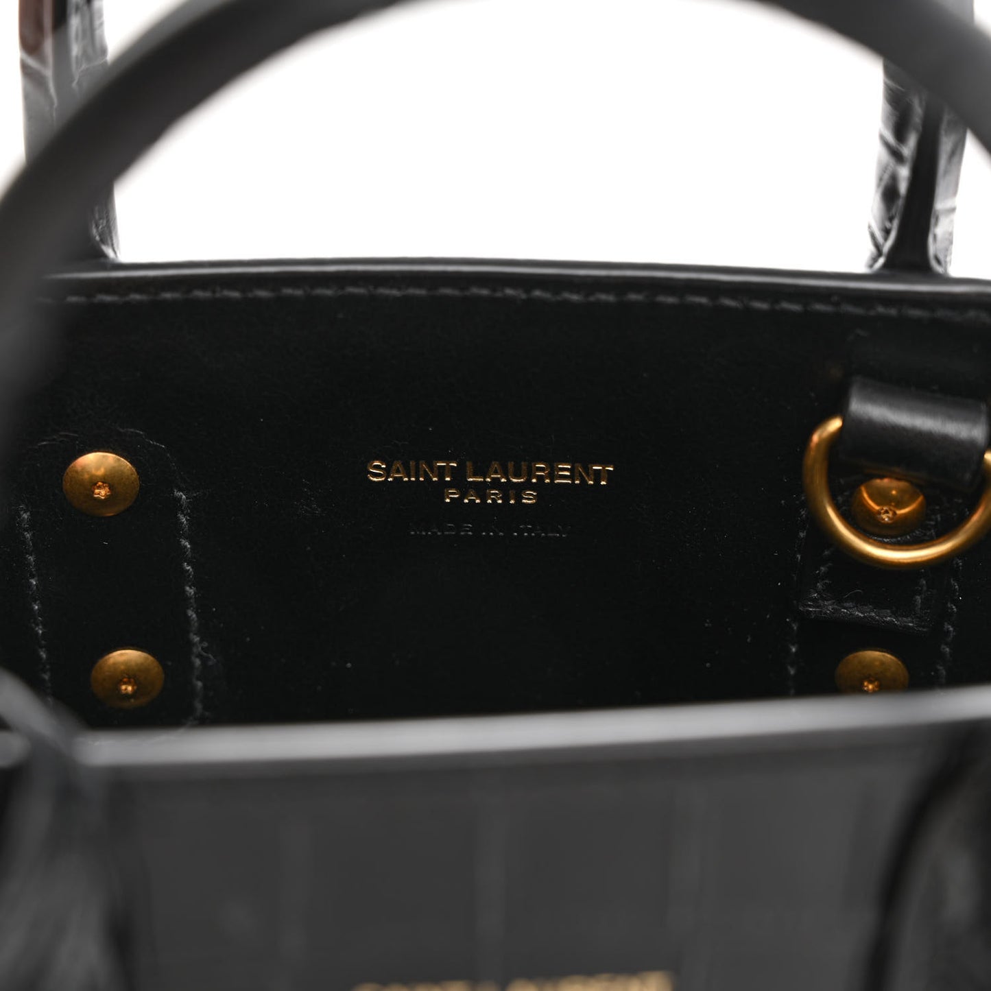 Calfskin Crocodile Embossed Nano Sac De Jour Black