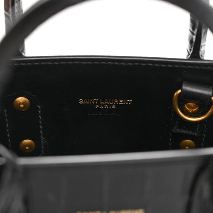Saint Laurent Calfskin Crocodile Embossed Nano Sac De Jour Black 6 of 11