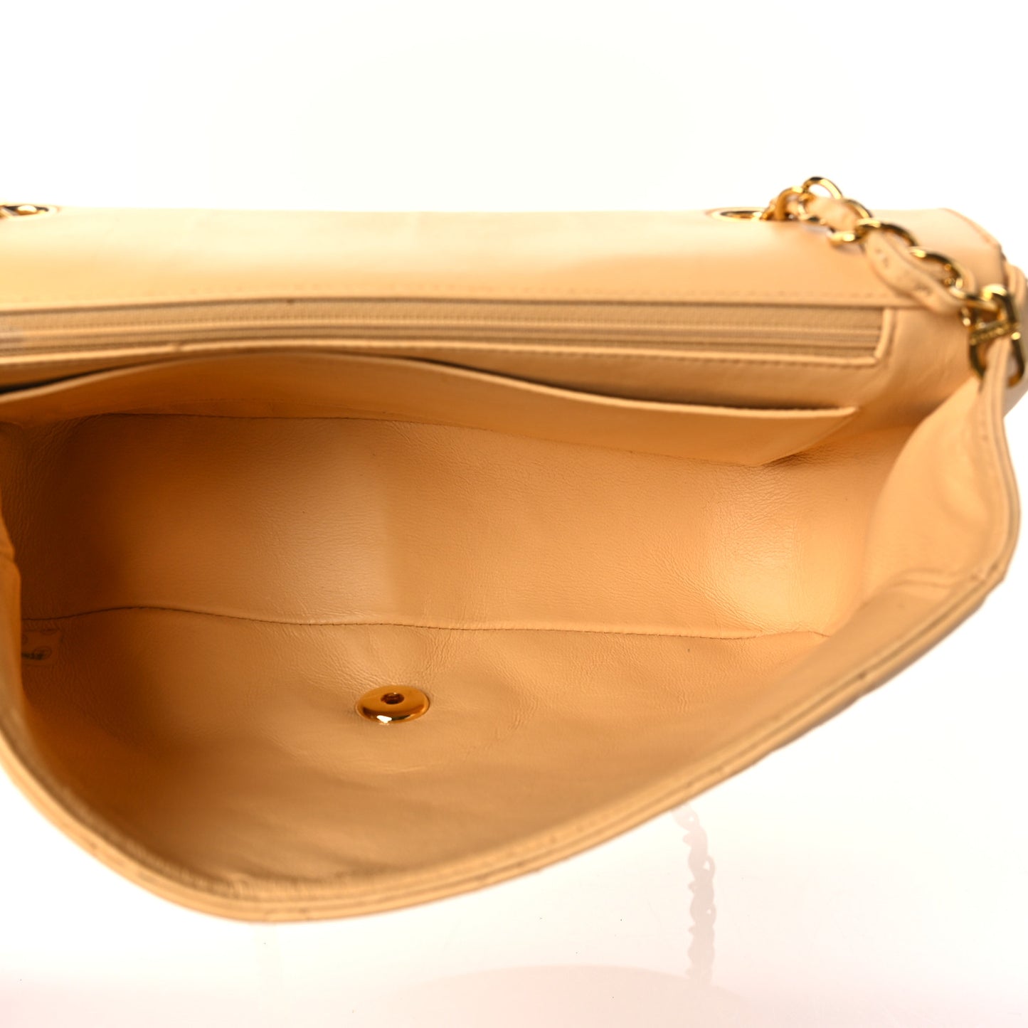 Lambskin Quilted Small Single Flap Beige