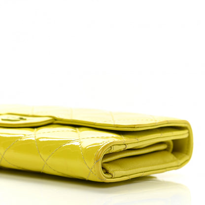 Chanel Patent Quilted Large Gusset Flap Wallet Yellow 10 of 15