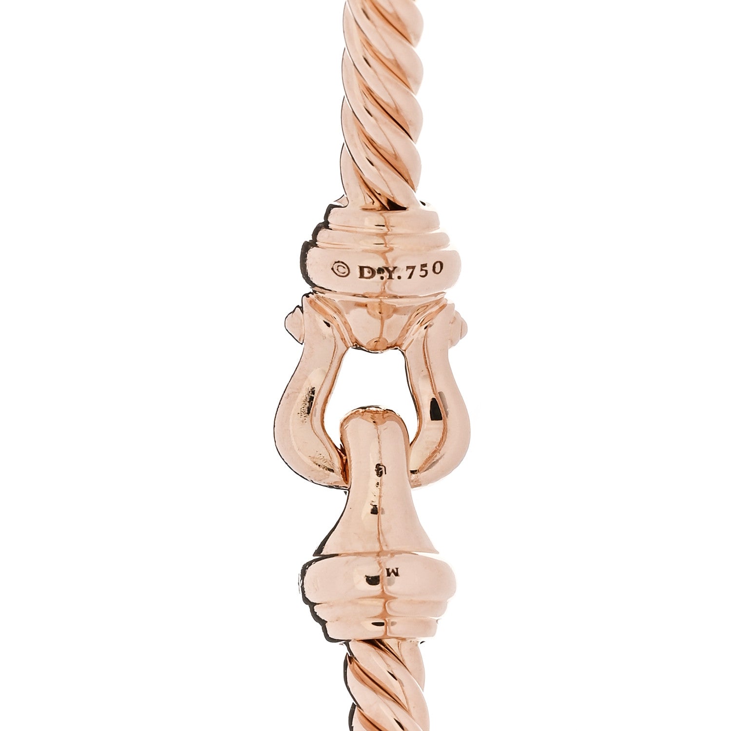 David Yurman 18K Rose Gold Diamond 3.5mm Buckle Cablespira Bracelet 3 of 3