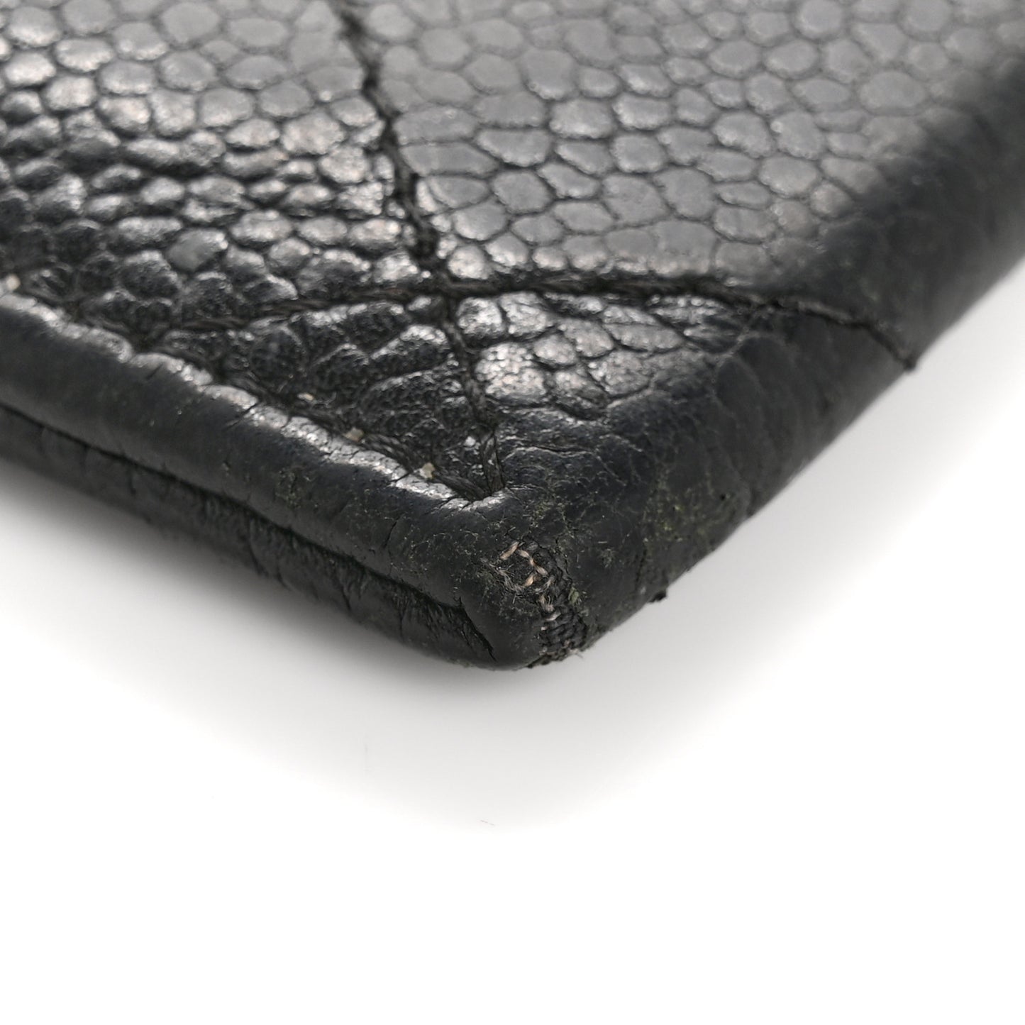 Caviar Quilted Card Holder Black