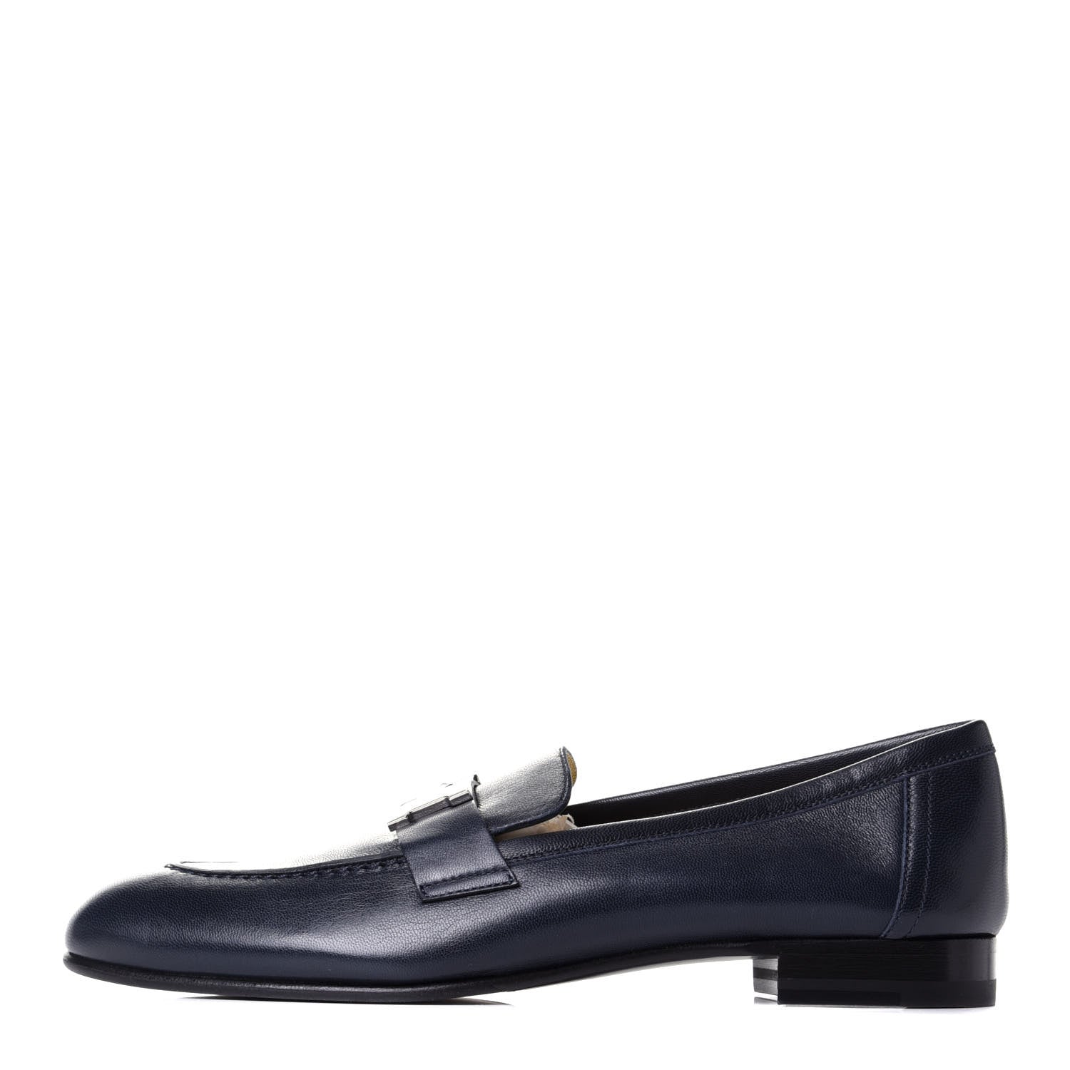 Hermes Goatskin Paris Loafers 37 Marine 1 of 11