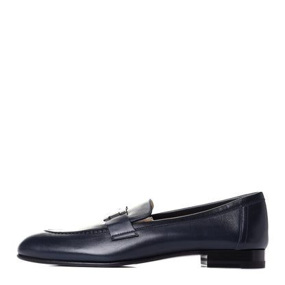 Hermes Goatskin Paris Loafers 37 Marine 1 of 11