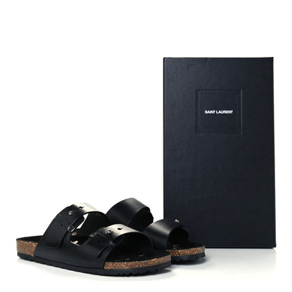 Saint Laurent Calfskin Mens Jimmy Cross Slides 44 Black 11 of 11