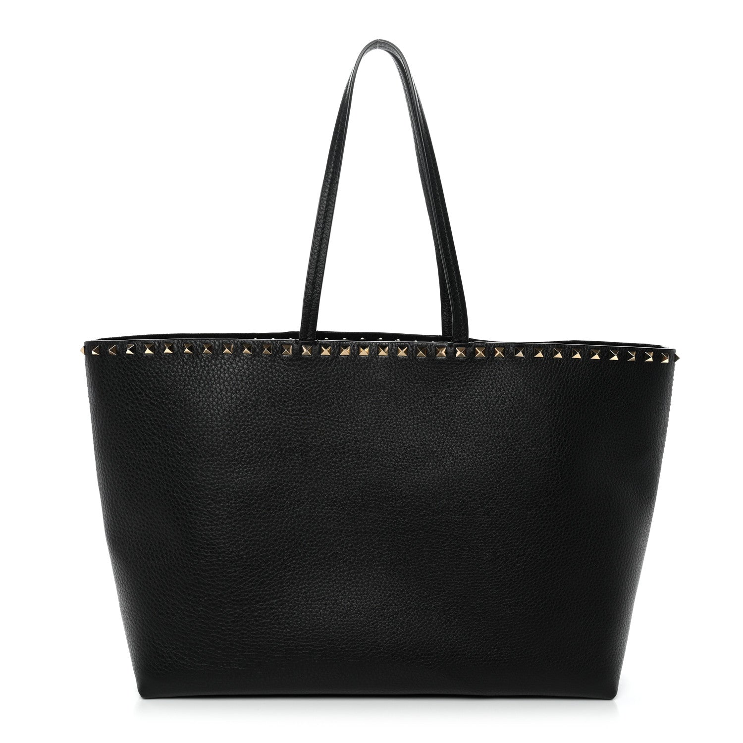 Valentino Garavani Grained Calfskin Rockstud Shoulder Tote Black 1 of 10