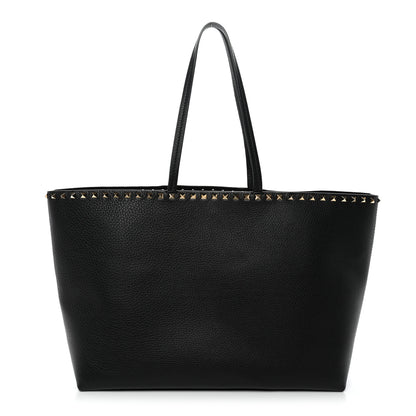 Valentino Garavani Grained Calfskin Rockstud Shoulder Tote Black 1 of 10