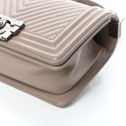Chanel Calfskin Chevron Quilted Small Boy Flap Taupe 10 of 10