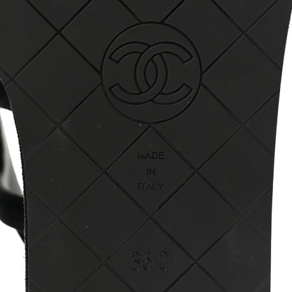 Chanel Suede Calfskin Platform CC Sandals 35 Black 8 of 10