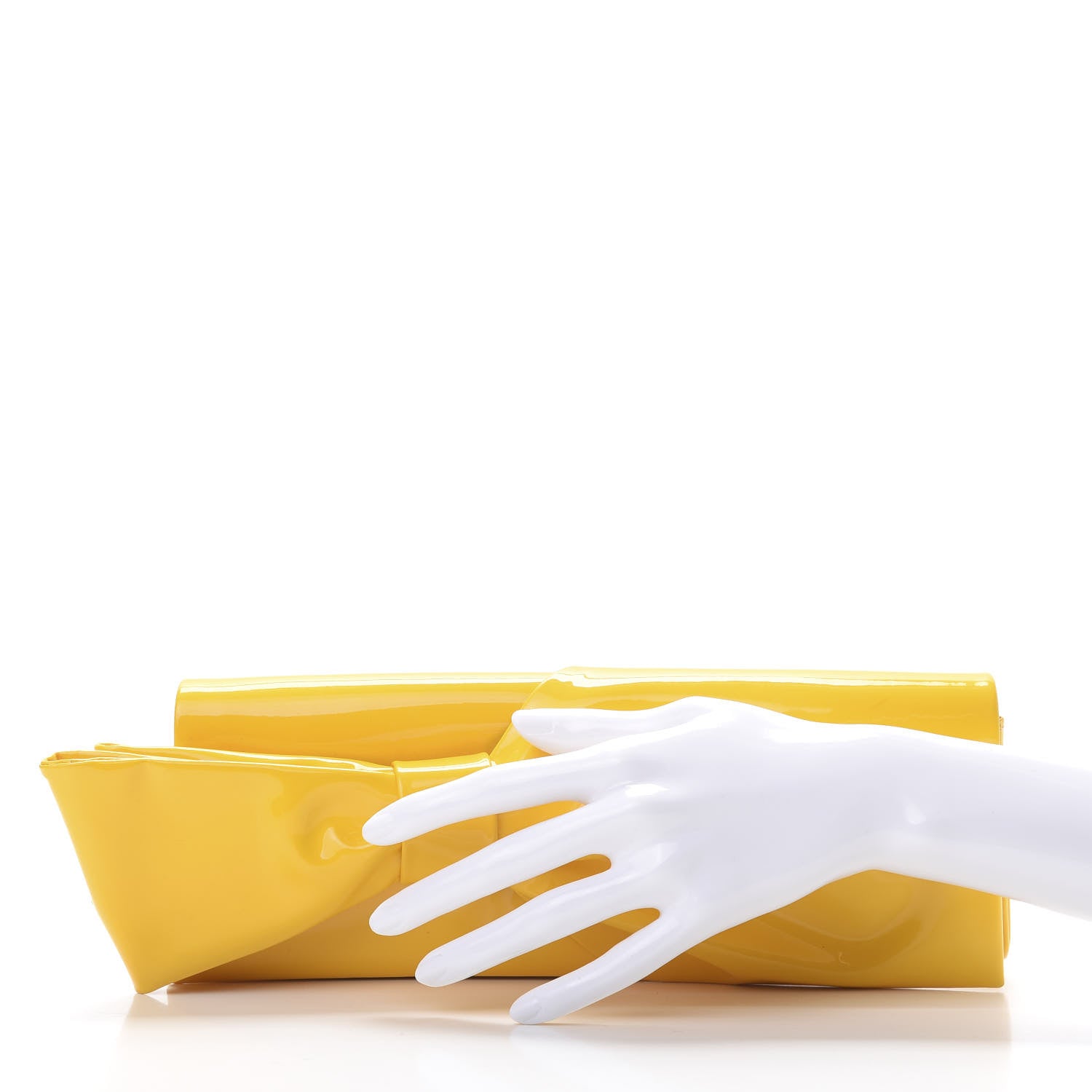 Christian Louboutin Patent Calfskin Aionoeud Bow Clutch Yellow 2 of 6