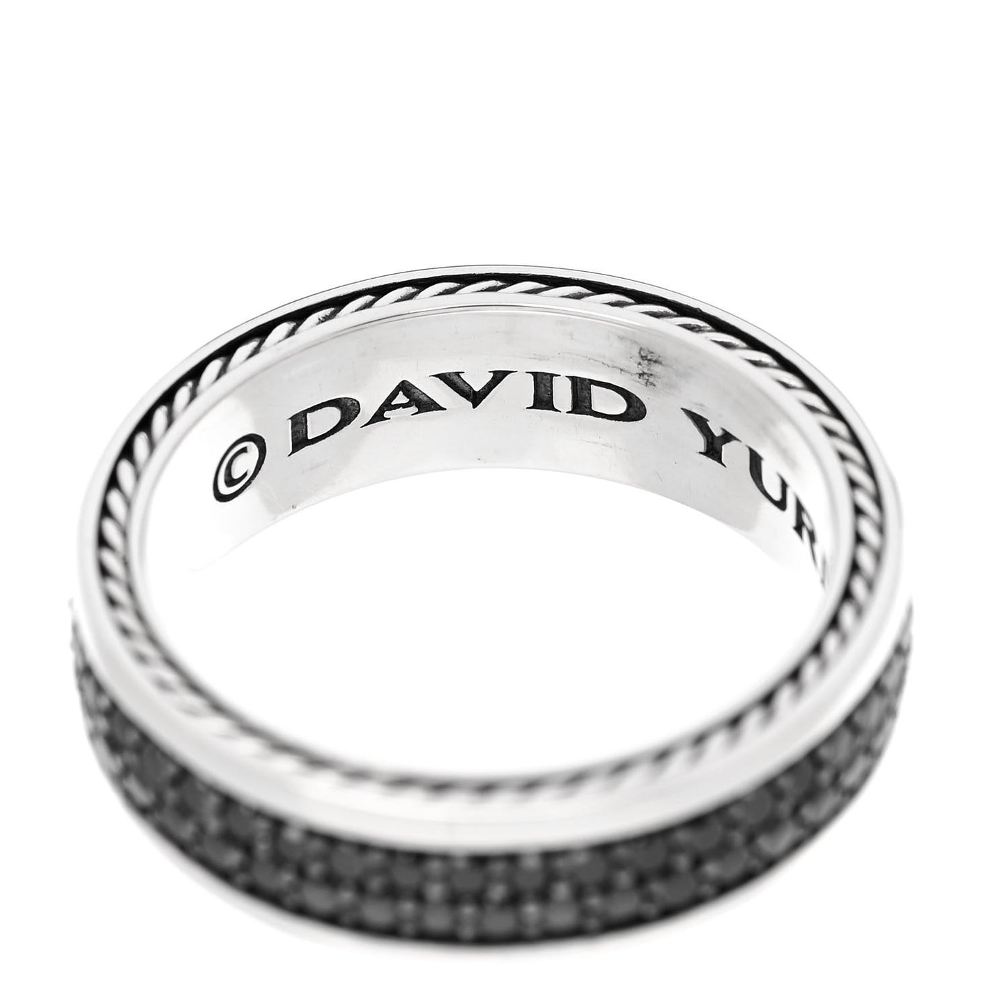 Sterling Silver Black Diamond Streamline Two-Row Band Ring 62 10