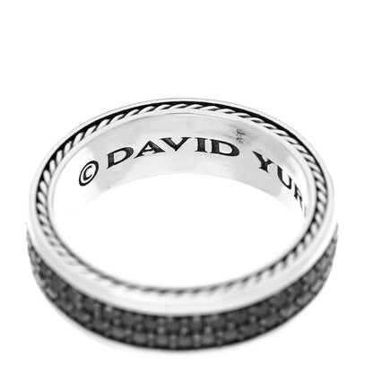 David Yurman Sterling Silver Black Diamond Streamline Two-Row Band Ring 62 10 4 of 5