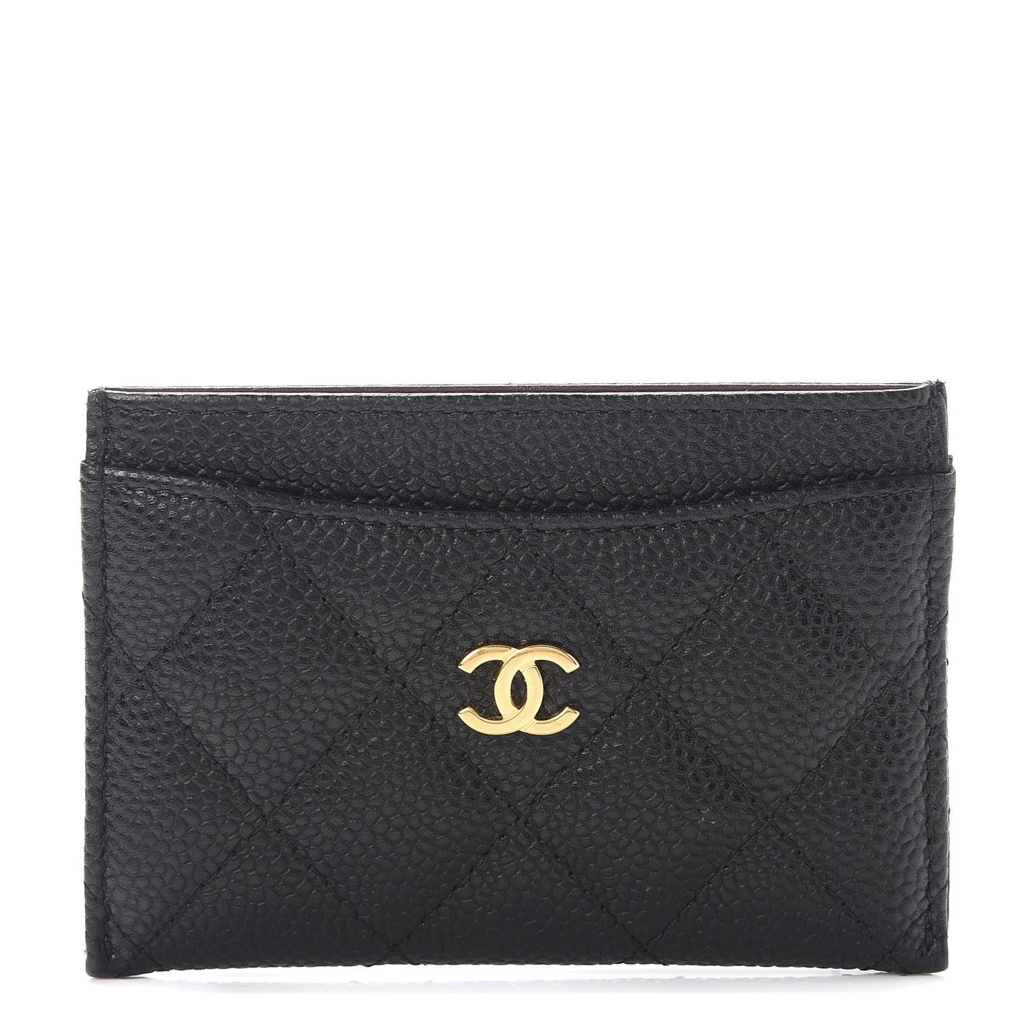 Caviar Quilted Card Holder Black