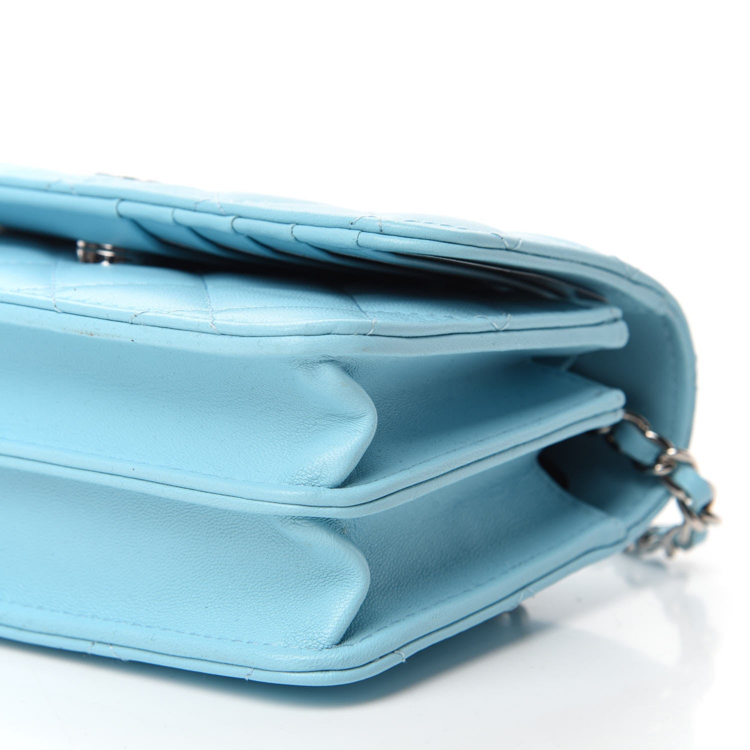 Chanel Lambskin Quilted Mini Wallet On Chain WOC Neon Blue 7 of 10