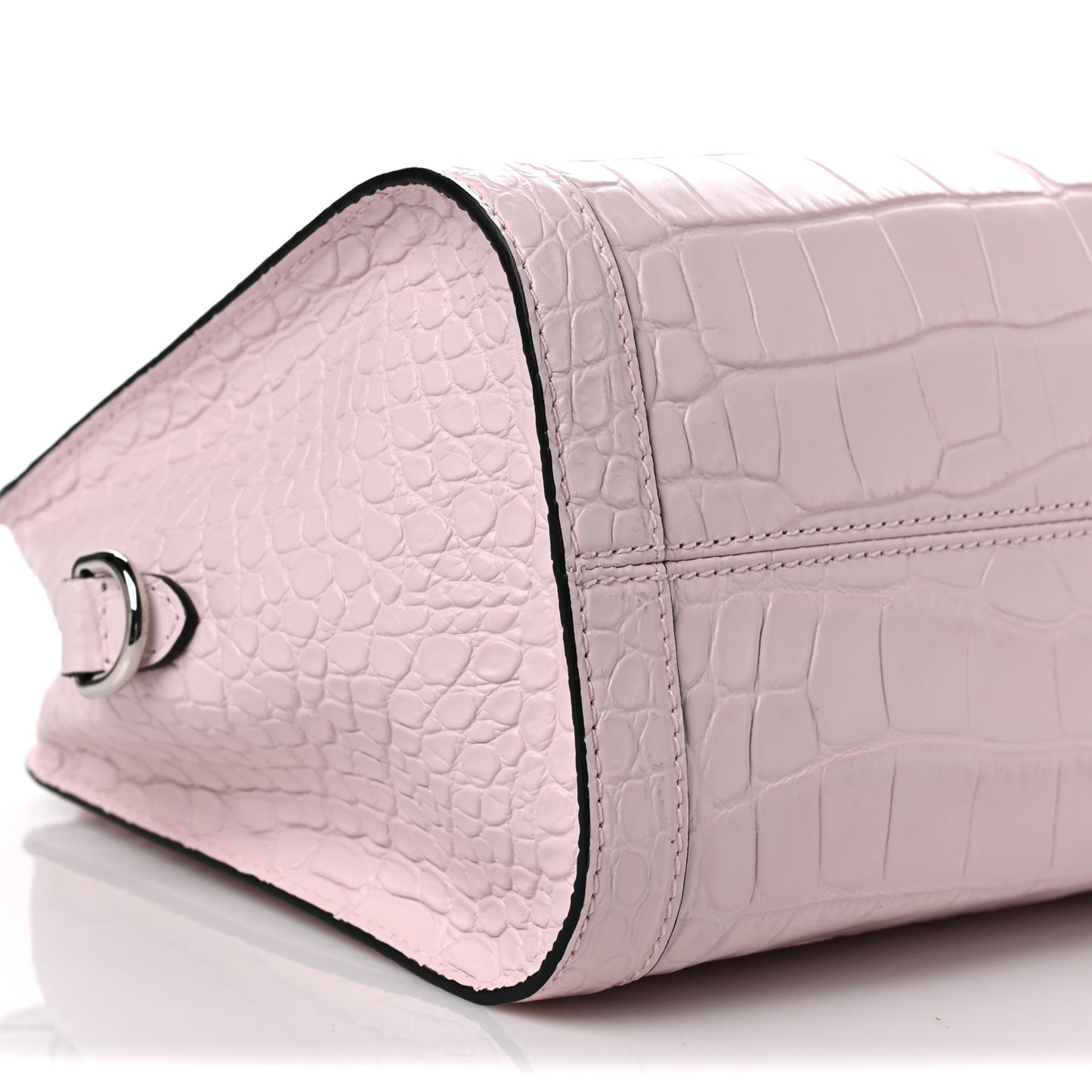 Calfskin Crocodile Embossed Small Skull Padlock Zip Around Tote Pink