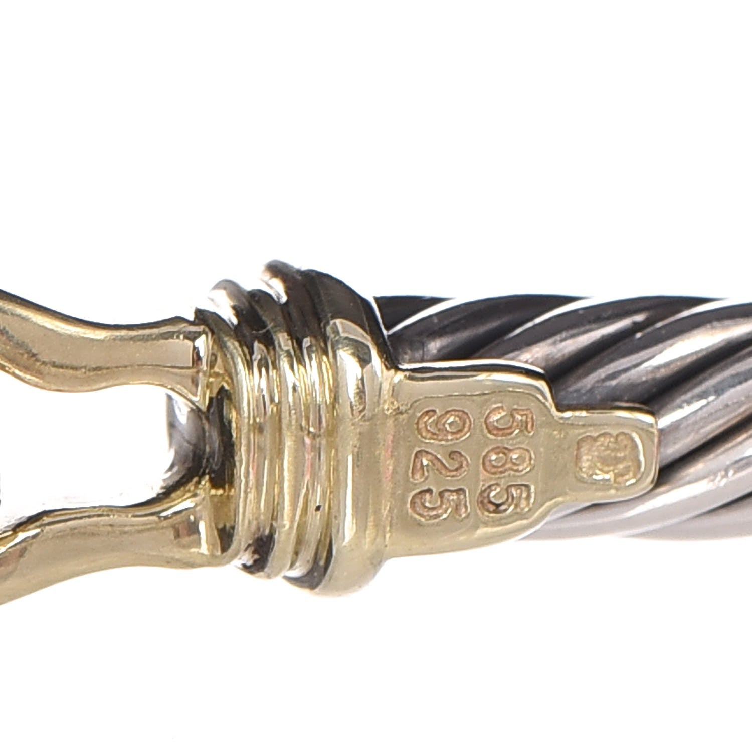 David Yurman Sterling Silver 14K Yellow Gold 5mm Cable Classic Buckle Bracelet 4 of 5