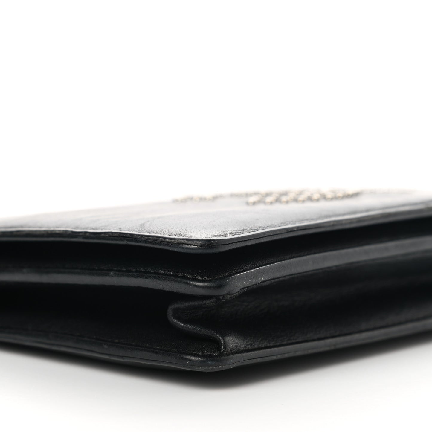 Lambskin Studded CC Wallet On Chain WOC Black