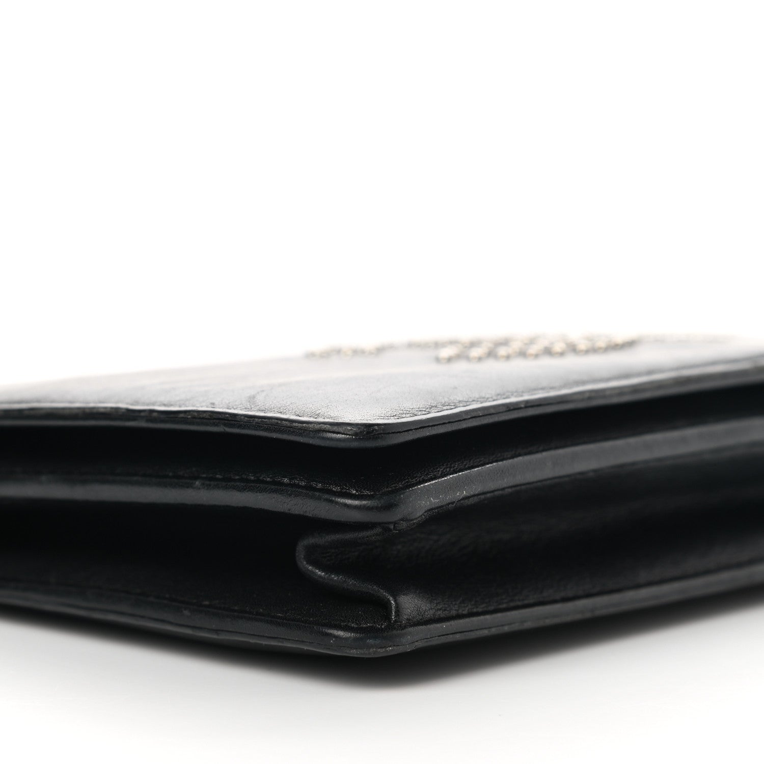 Chanel Lambskin Studded CC Wallet On Chain WOC Black 9 of 13