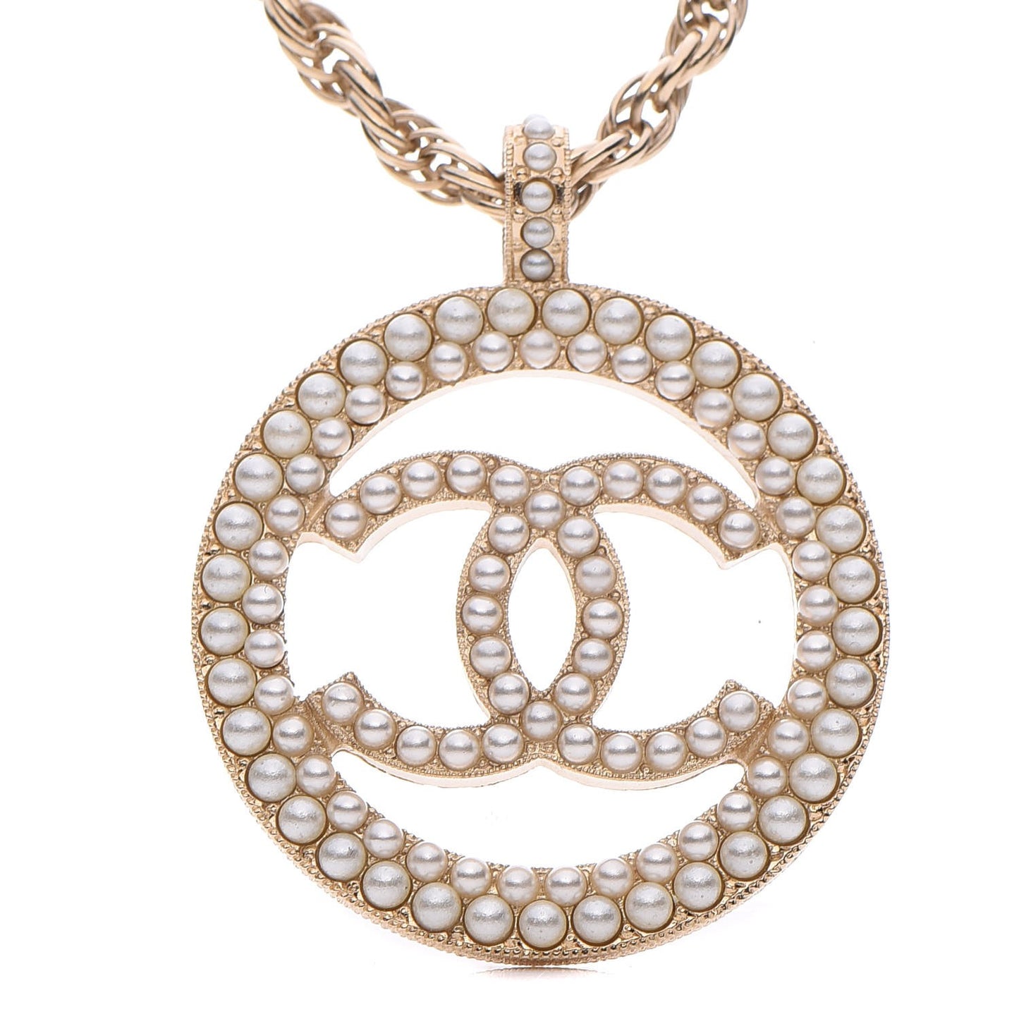 Pearl CC Chain Necklace Gold