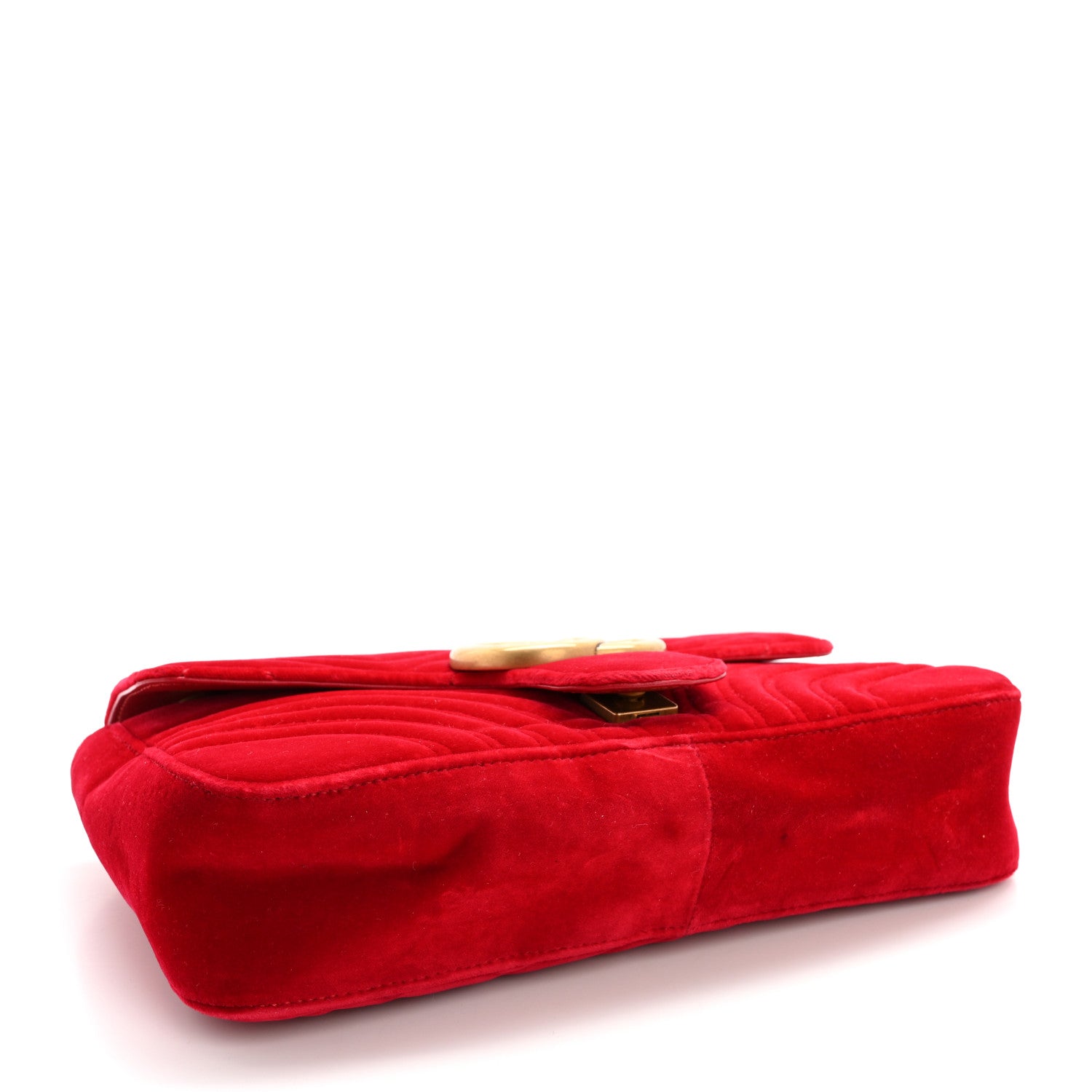 Gucci Velvet Matelasse Medium GG Marmont Shoulder Bag Hibiscus Red 4 of 14