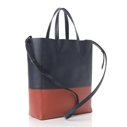 Celine Grained Calfskin Small Vertical Bi-Cabas Navy Terracotta 3 of 12