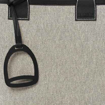 Hermes Military Toile Canvas Swift Steeple 25 Bag Ecru Black 9 of 11