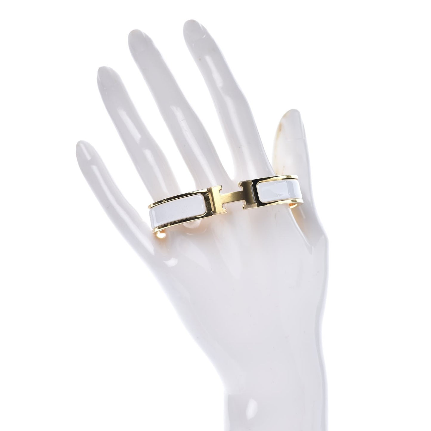 Enamel Narrow Clic Clac H Bracelet GM White