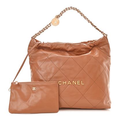 Chanel Shiny Calfskin Quilted Chanel 22 Camel 2 of 12