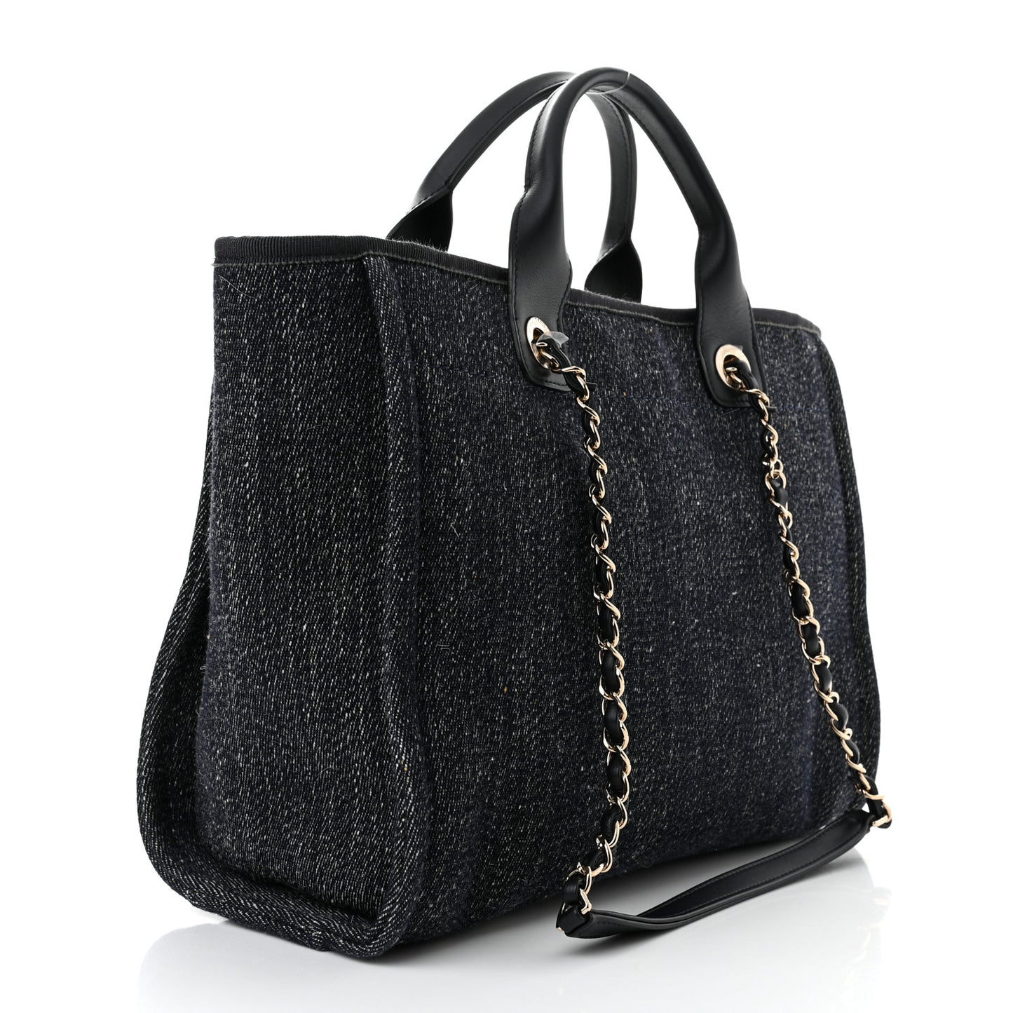 Denim Small Deauville Tote Dark Blue White