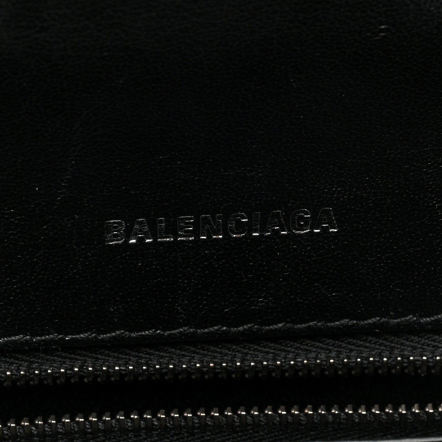 Balenciaga Shiny Calfskin Monochrome Crocodile Embossed Small Hourglass Top Handle Bag Black 6 of 10