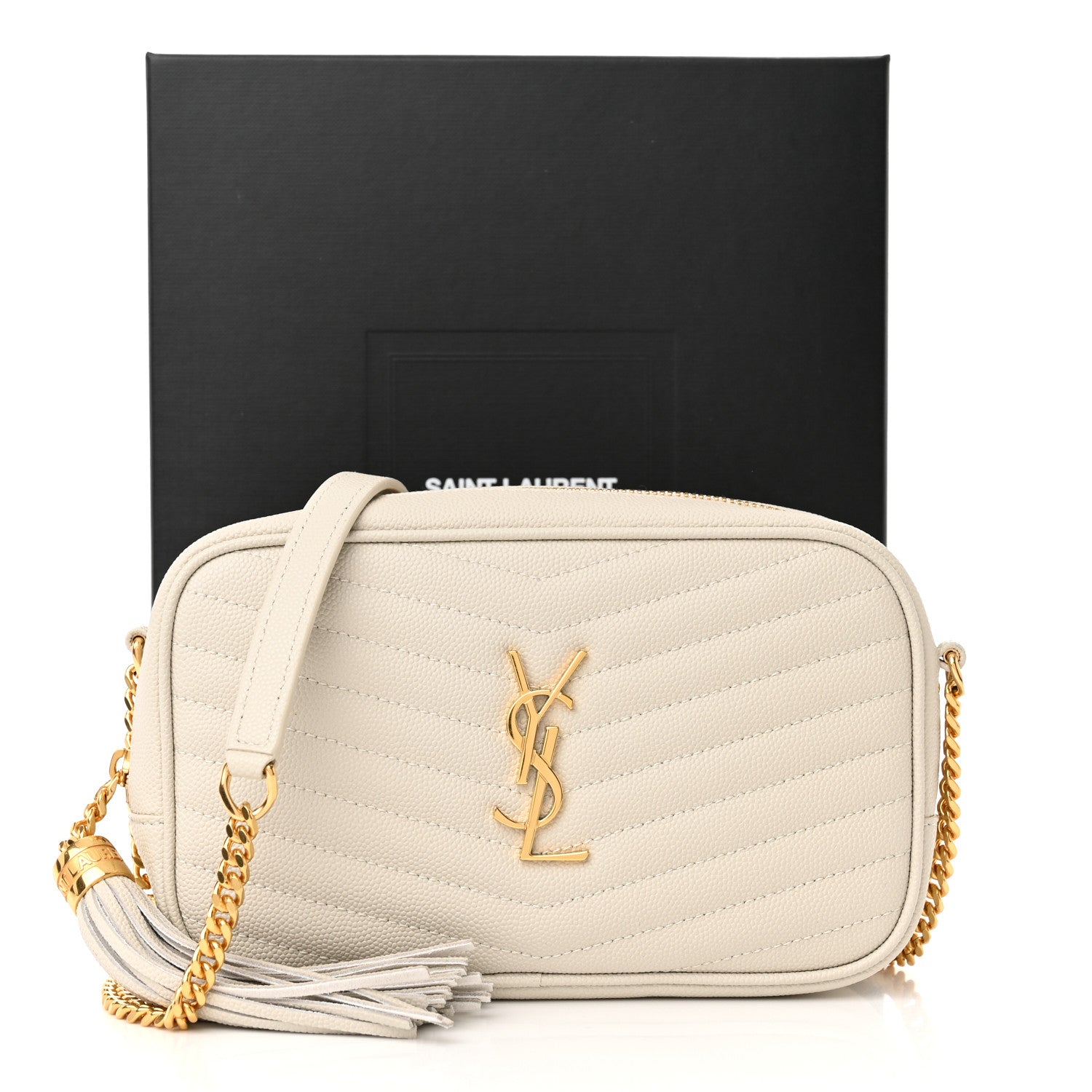 Saint Laurent Grain De Poudre Matelasse Monogram Mini Lou Camera Bag Crema Soft 11 of 11