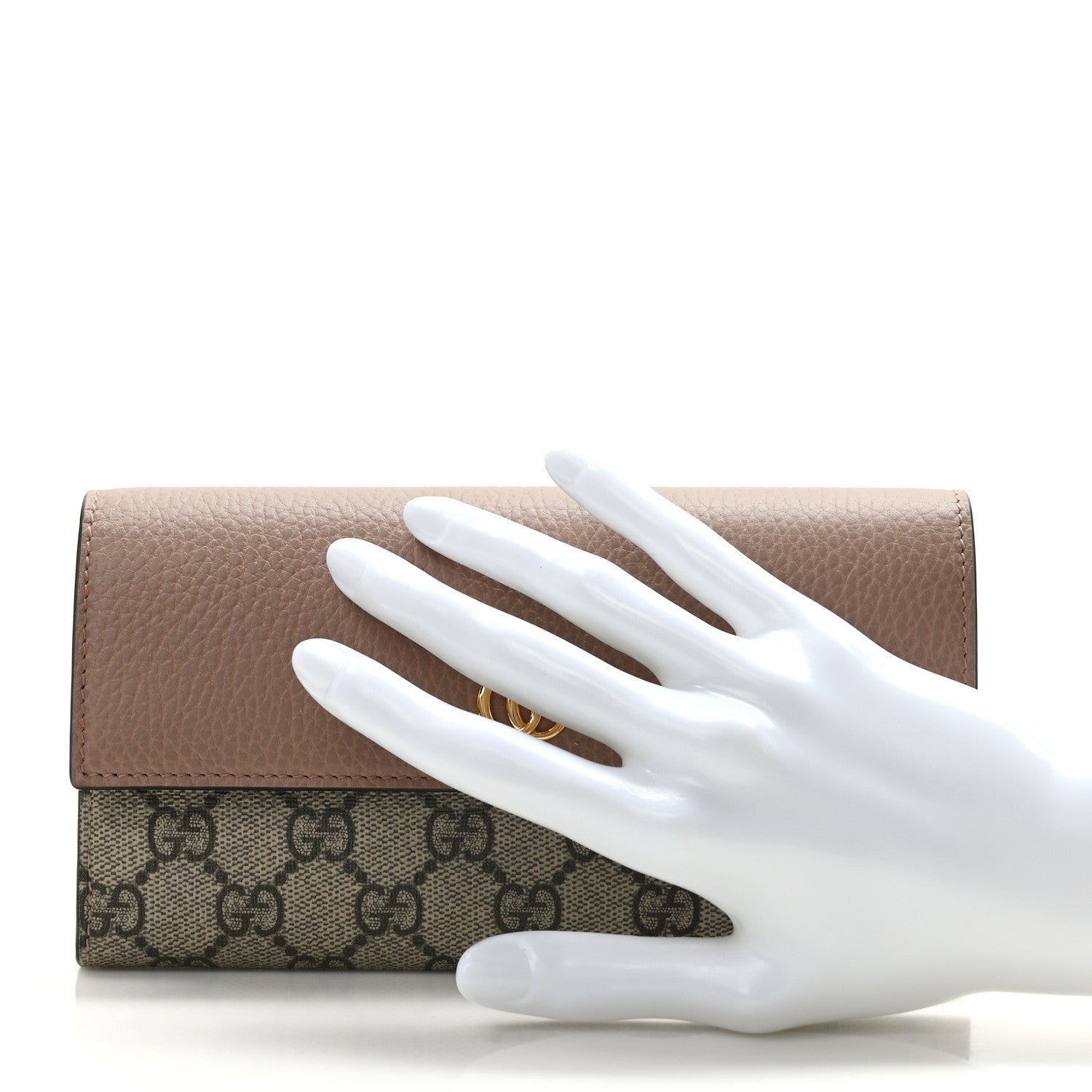 Gucci Dollar Calfskin GG Supreme Monogram GG Marmont Continental Wallet Old Rose Beige Ebony 2 of 9