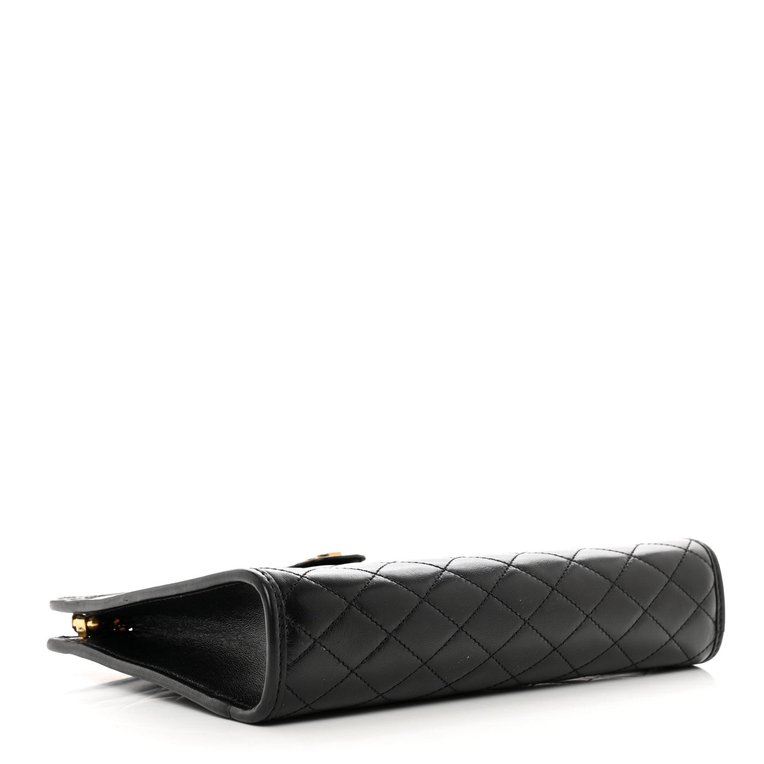 Saint Laurent Lambskin Quilted Monogram Baby Victoire Chain Clutch Bag Black 4 of 10