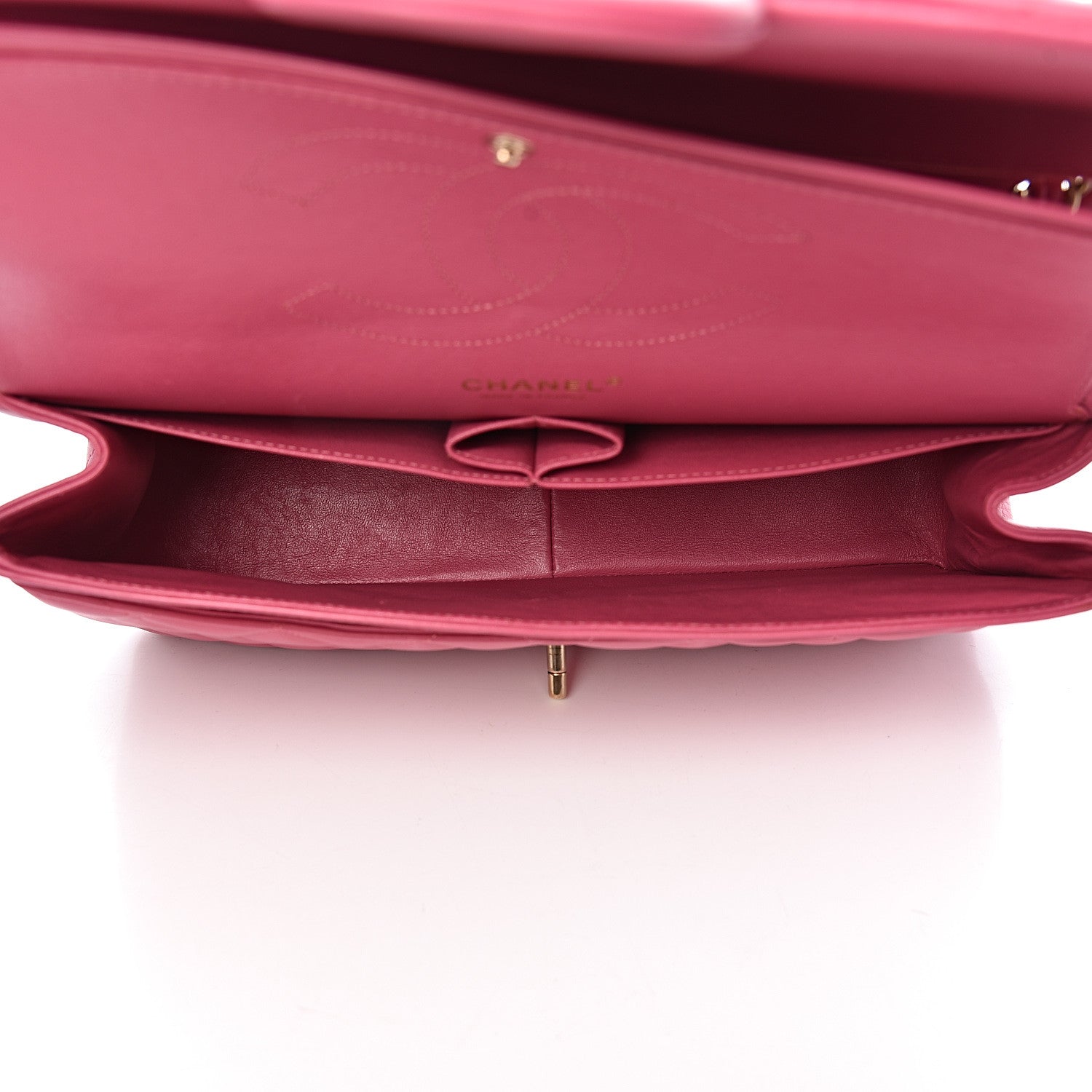 Chanel Lambskin Quilted Jumbo Double Flap Dark Pink 5 of 14