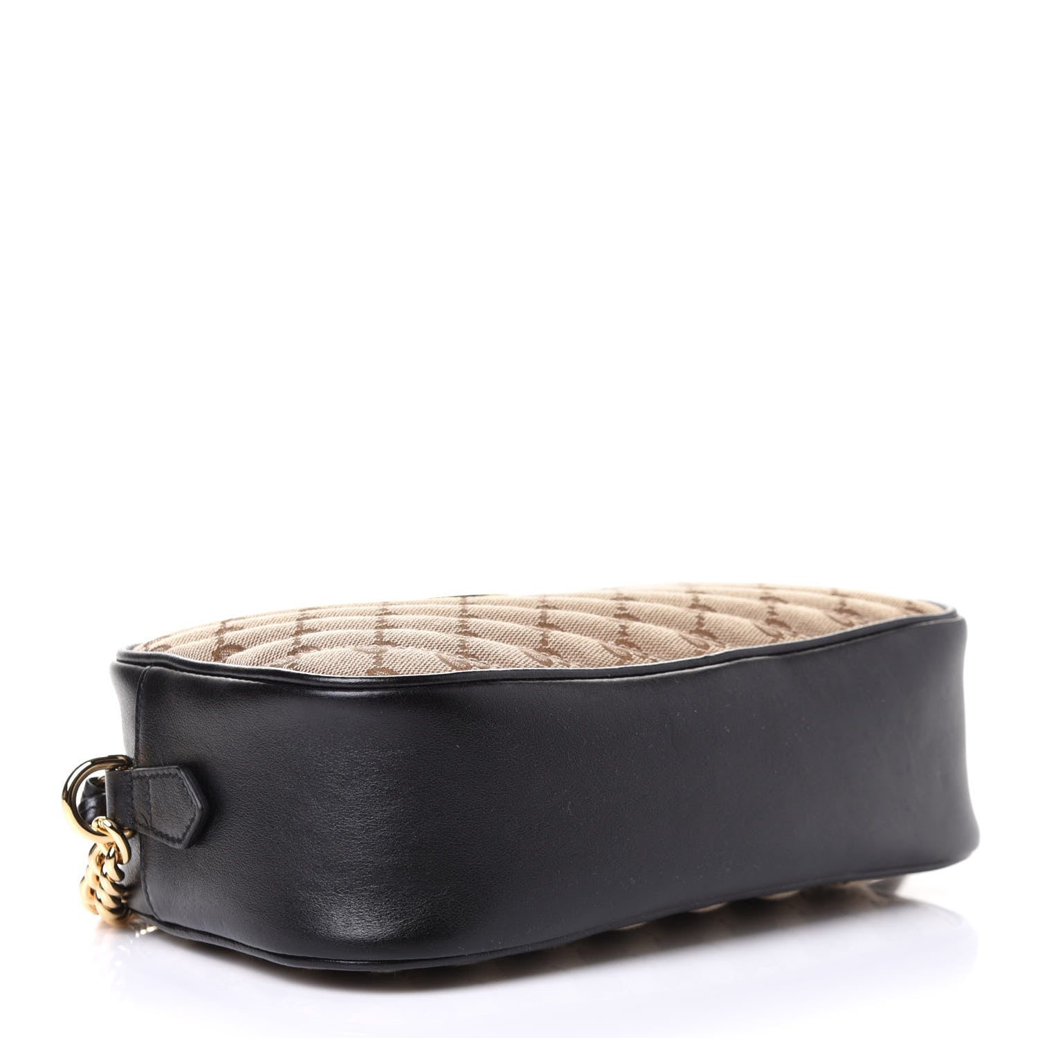 Gucci Monogram Matelasse Diagonal Small GG Marmont Chain Shoulder Bag Beige Black 3 of 4