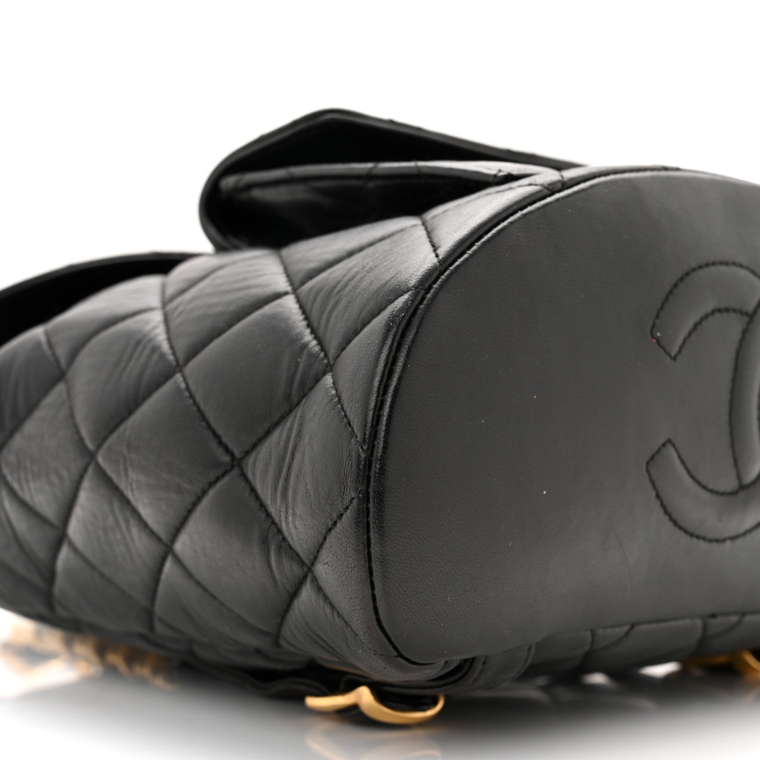Chanel Lambskin Quilted Drawstring Backpack Black 8 of 9