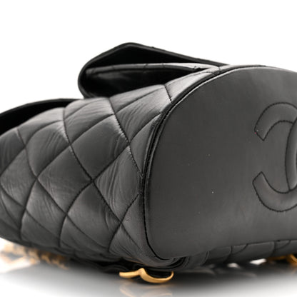 Chanel Lambskin Quilted Drawstring Backpack Black 8 of 9
