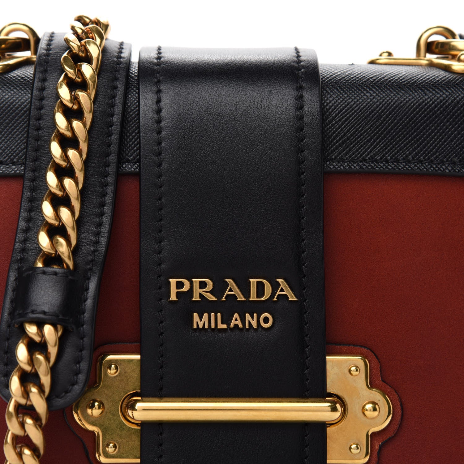 Prada City Calf Saffiano Cahier Crossbody Bag Cotto Black 9 of 9