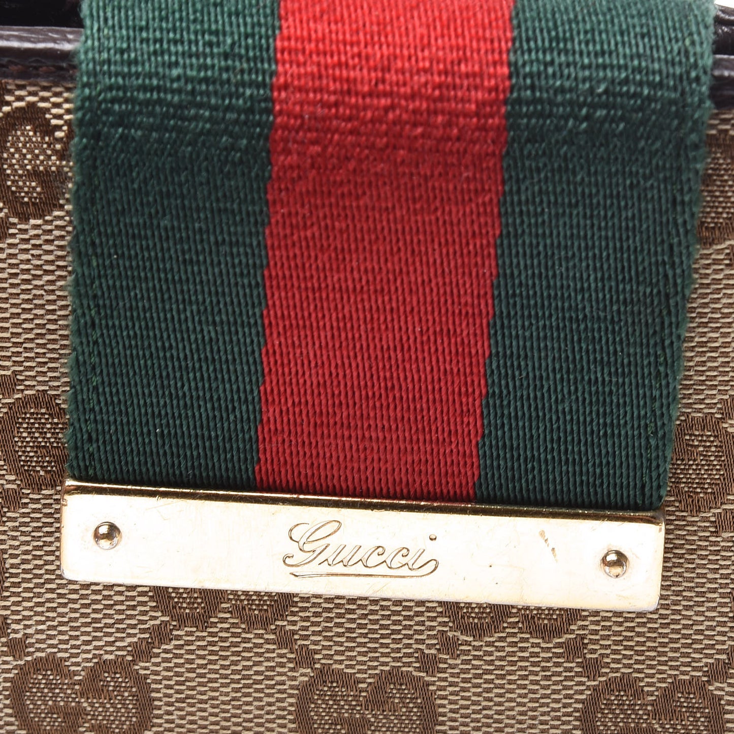 Monogram Calfskin Ladies Web Continental Wallet Beige Ebony Cocoa