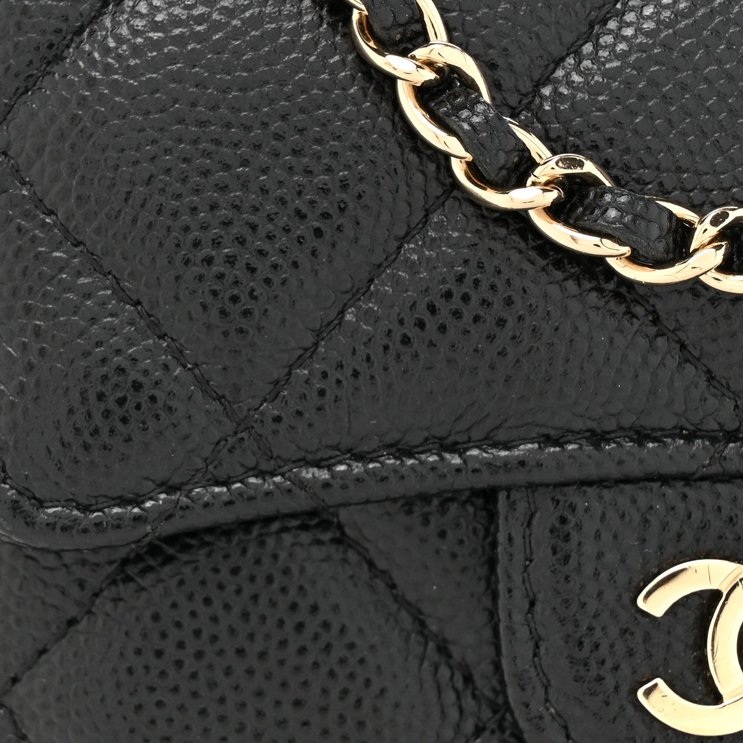 Chanel Caviar Quilted Flap Card Holder On Chain Black 9 of 13