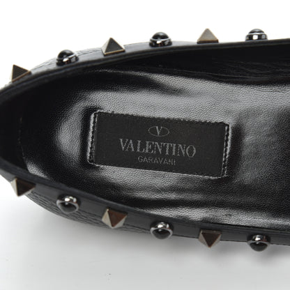 Valentino Garavani Pebbled Calfskin Onyx Rockstud Rolling Ballerina Flats 36.5 Black 6 of 16
