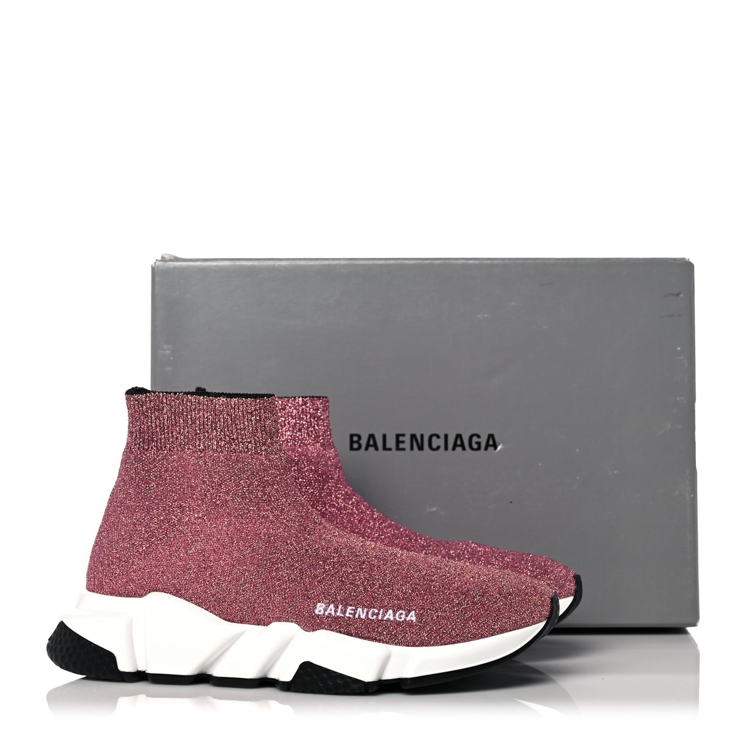 Laminated Knit Bi-Color Sole Womens Speed Sneakers 37 Pink White Black