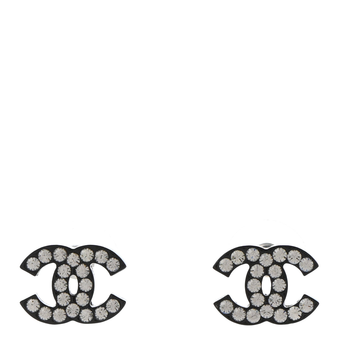 Resin Crystal CC Earrings Black