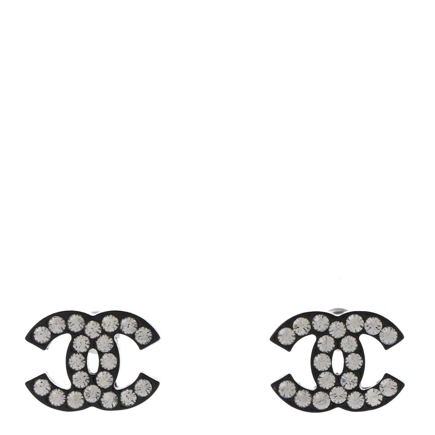 Chanel Resin Crystal CC Earrings Black 1 of 4