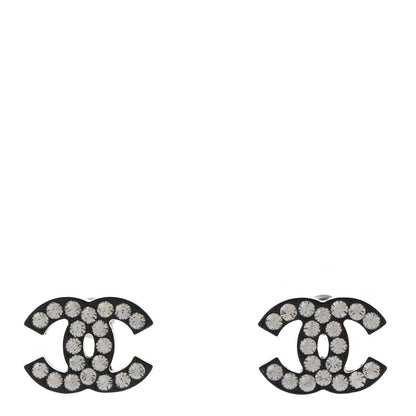 Chanel Resin Crystal CC Earrings Black 1 of 4